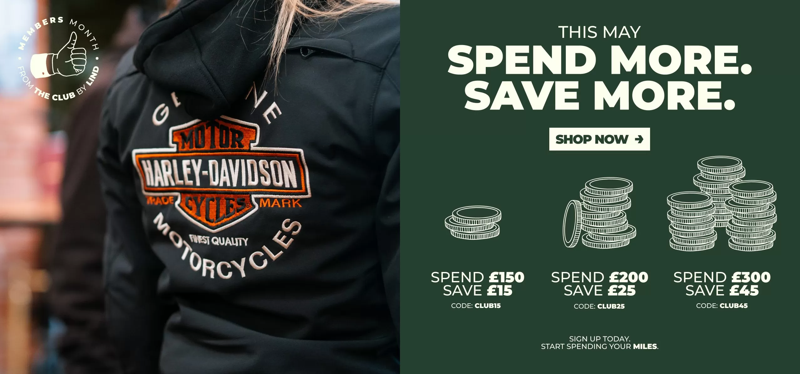 Harley-Davidson The Club Members Month Up To £45 off motorcycle lifestyle